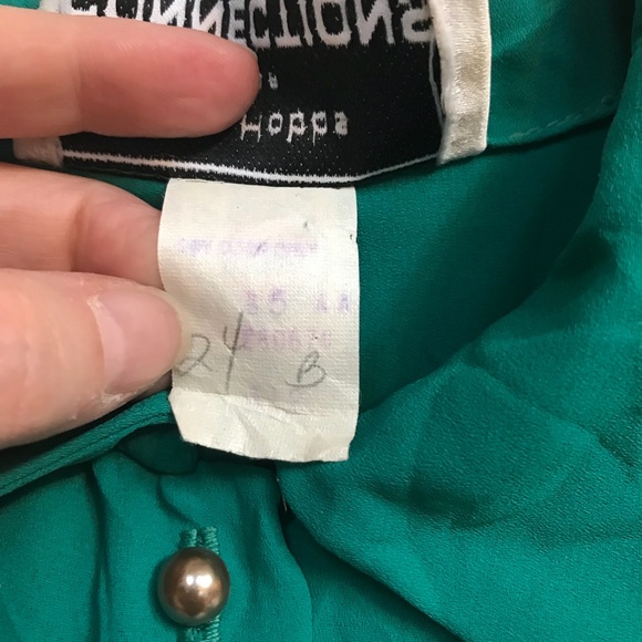 🎂 VINTAGE Ann Hobbs for Connections Teal Dress L - Picture 3 of 8